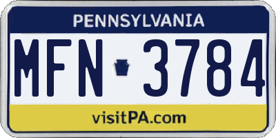 PA license plate MFN3784
