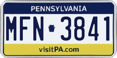 PA license plate MFN3841