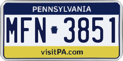 PA license plate MFN3851