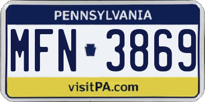 PA license plate MFN3869