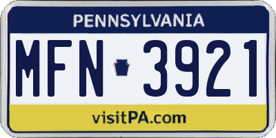 PA license plate MFN3921