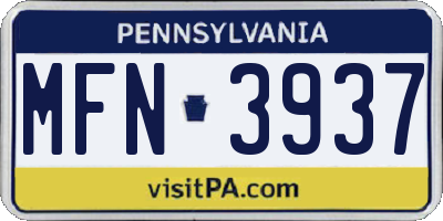 PA license plate MFN3937