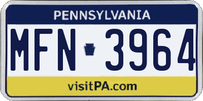 PA license plate MFN3964