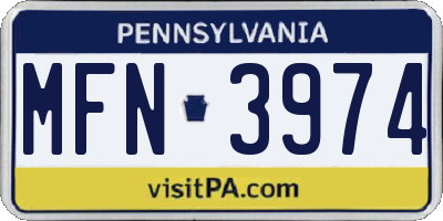 PA license plate MFN3974