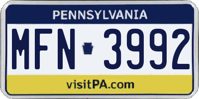 PA license plate MFN3992