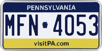 PA license plate MFN4053