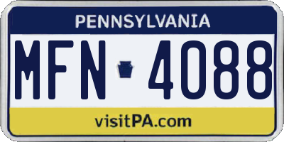 PA license plate MFN4088