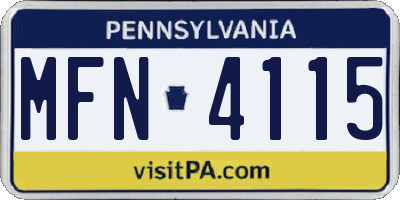 PA license plate MFN4115
