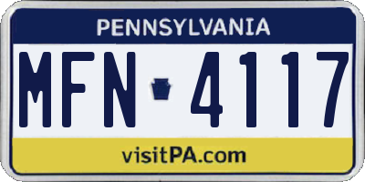 PA license plate MFN4117
