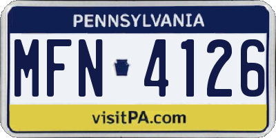 PA license plate MFN4126