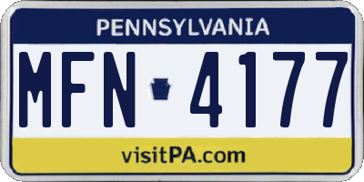 PA license plate MFN4177