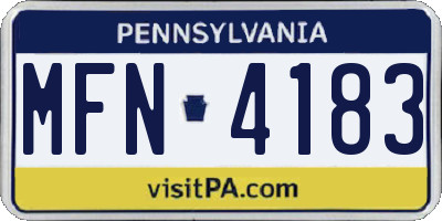 PA license plate MFN4183