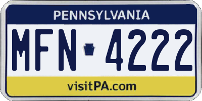 PA license plate MFN4222