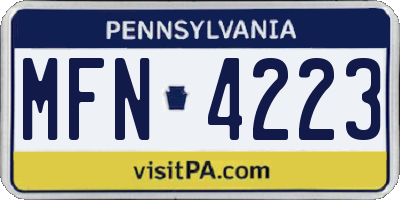 PA license plate MFN4223