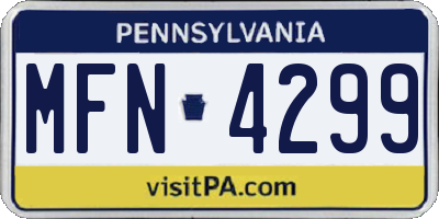 PA license plate MFN4299