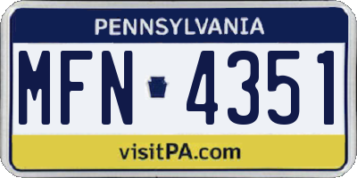 PA license plate MFN4351