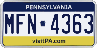 PA license plate MFN4363