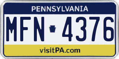 PA license plate MFN4376