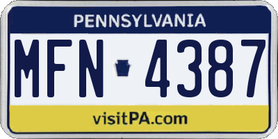 PA license plate MFN4387