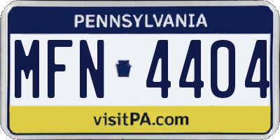 PA license plate MFN4404
