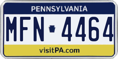 PA license plate MFN4464