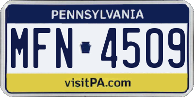 PA license plate MFN4509