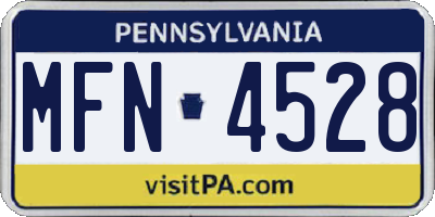 PA license plate MFN4528