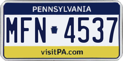 PA license plate MFN4537