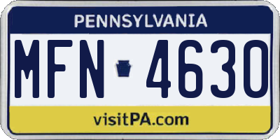 PA license plate MFN4630