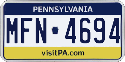PA license plate MFN4694