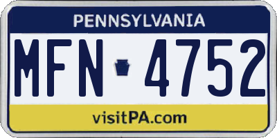 PA license plate MFN4752