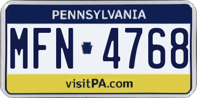PA license plate MFN4768