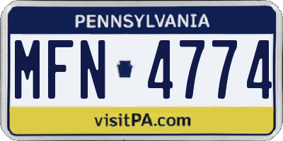 PA license plate MFN4774