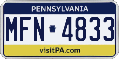 PA license plate MFN4833