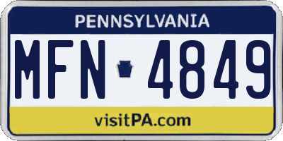 PA license plate MFN4849