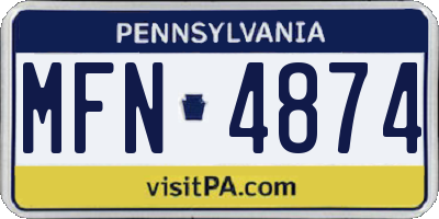 PA license plate MFN4874