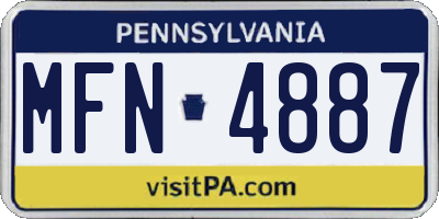 PA license plate MFN4887