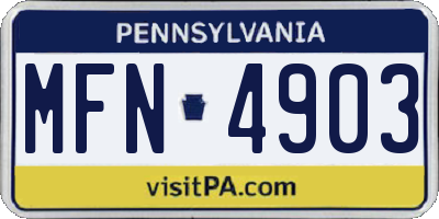PA license plate MFN4903