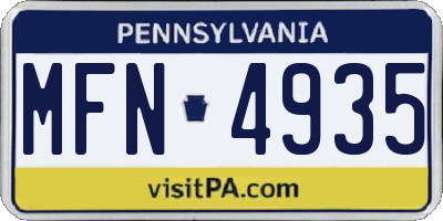 PA license plate MFN4935