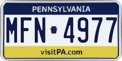 PA license plate MFN4977