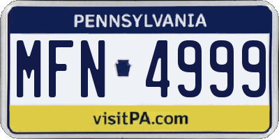 PA license plate MFN4999