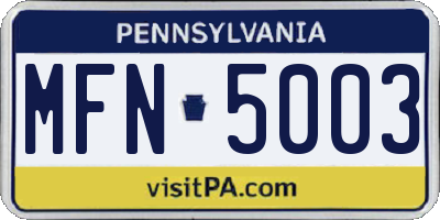 PA license plate MFN5003