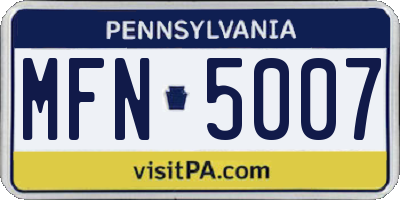 PA license plate MFN5007