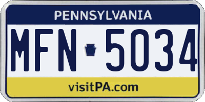PA license plate MFN5034