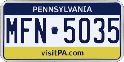PA license plate MFN5035