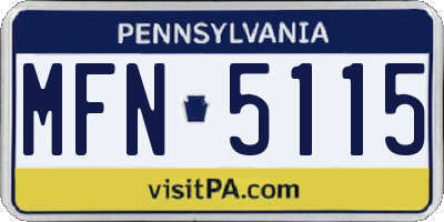 PA license plate MFN5115
