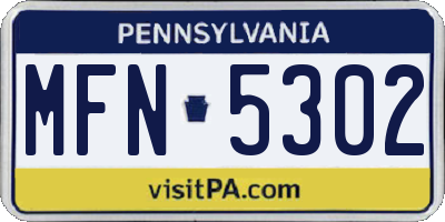 PA license plate MFN5302
