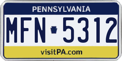 PA license plate MFN5312