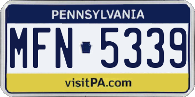 PA license plate MFN5339
