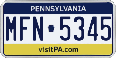 PA license plate MFN5345